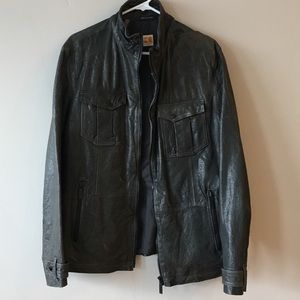 HUGO BOSS orange label jaboo2 black leather jacket